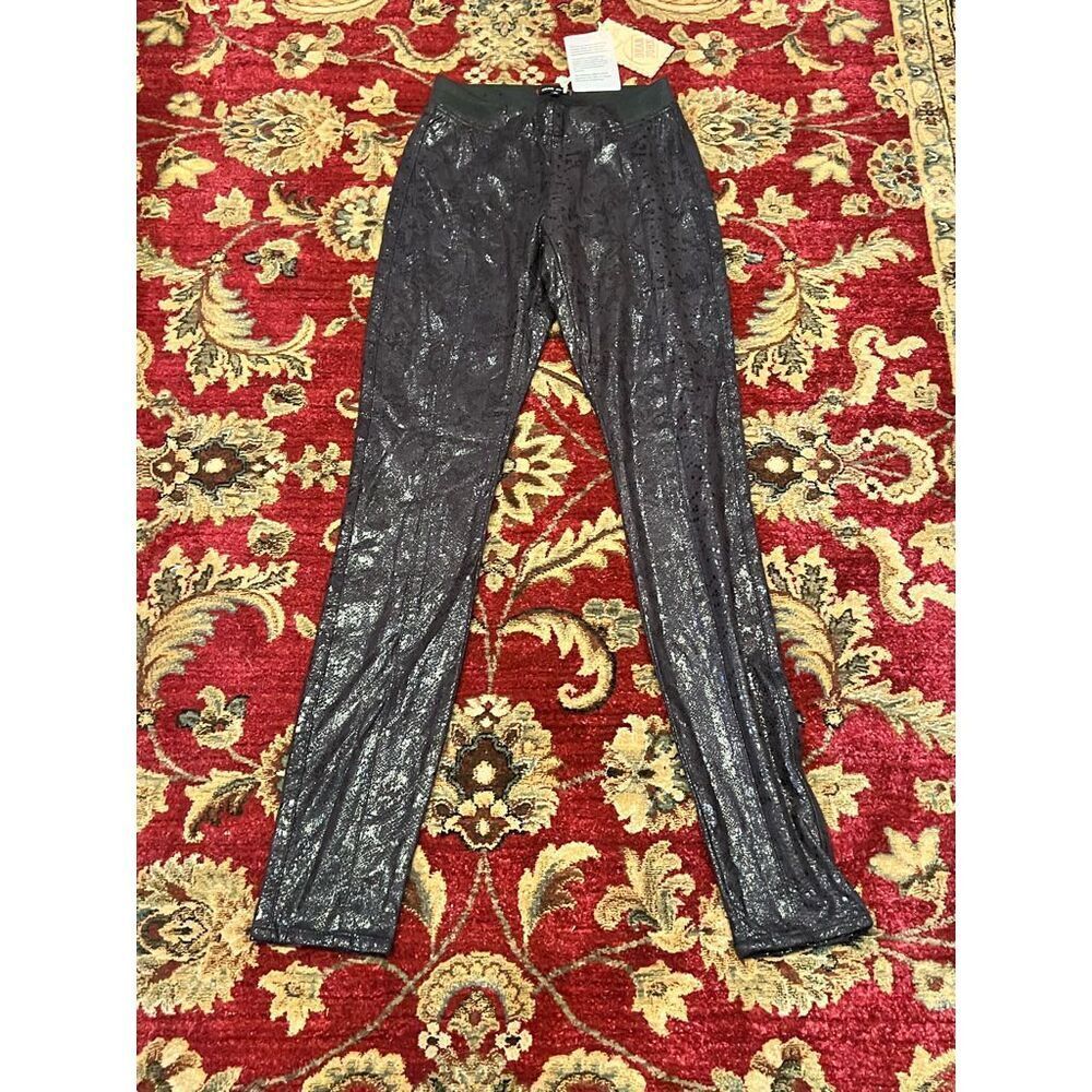 Dear John Black Gemma Snakeskin Leggings Size 25  NWT